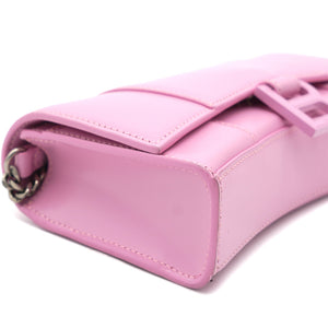 Hourglass leather Wallet on Chain Pink