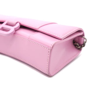 Hourglass leather Wallet on Chain Pink