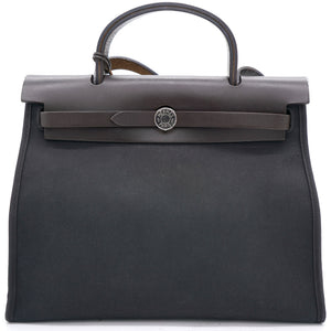 Black/Cacao Canvas and Leather Herbag Zip 31 Bag