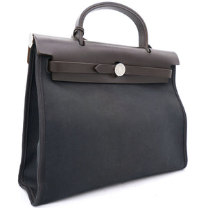 Black/Cacao Canvas and Leather Herbag Zip 31 Bag