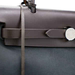 Black/Cacao Canvas and Leather Herbag Zip 31 Bag