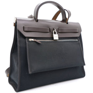 Black/Cacao Canvas and Leather Herbag Zip 31 Bag