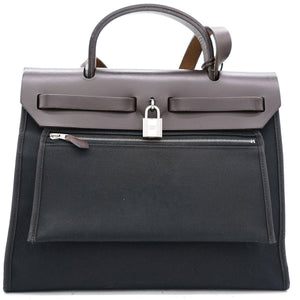 Black/Cacao Canvas and Leather Herbag Zip 31 Bag