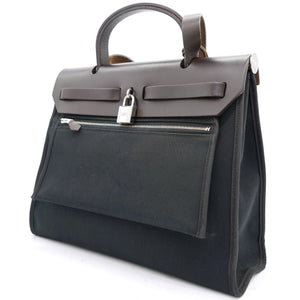 Black/Cacao Canvas and Leather Herbag Zip 31 Bag