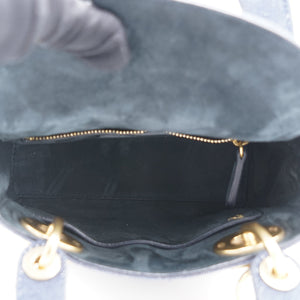 Denim Cannage Studded Mini Supple Lady Dior Blue