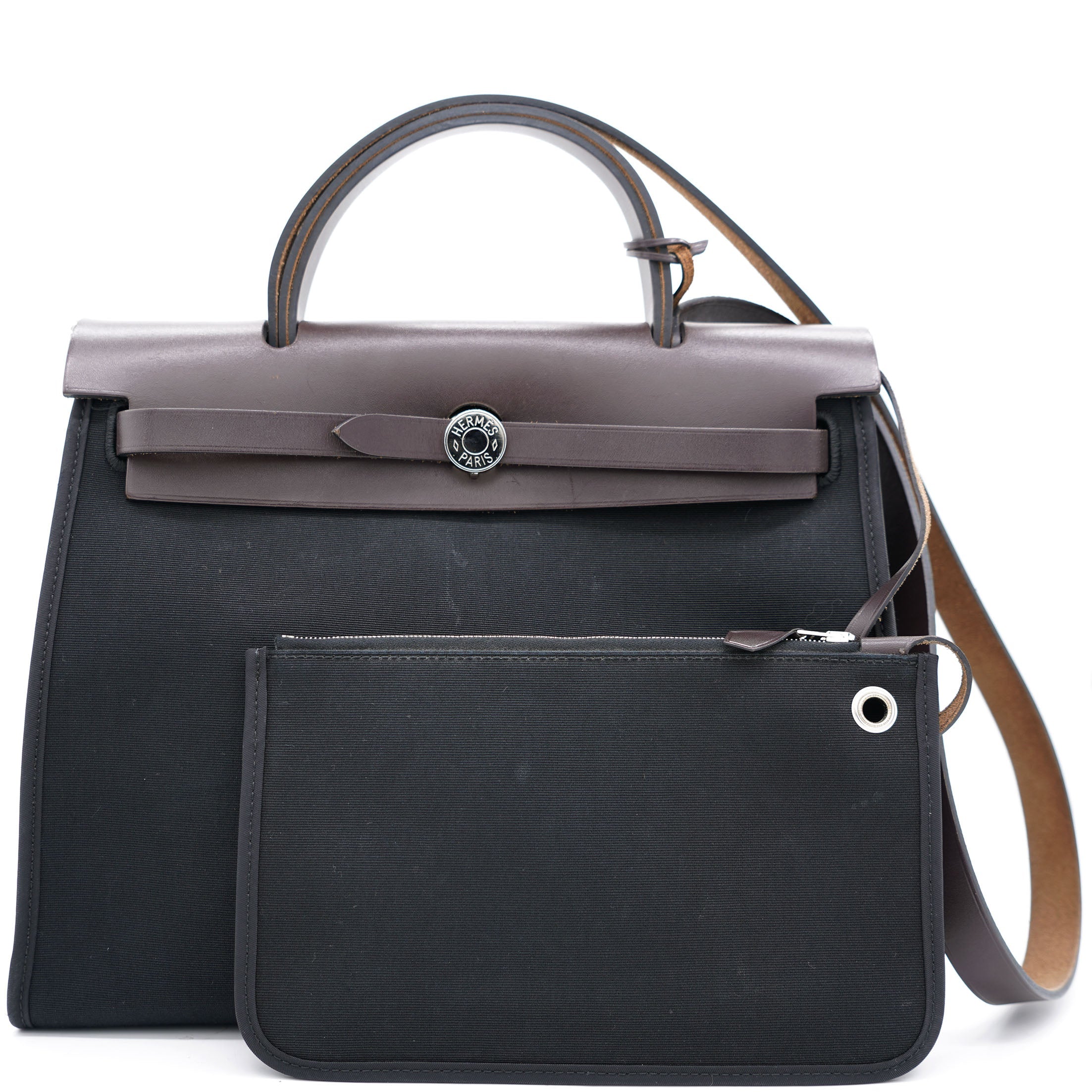 Black/Cacao Canvas and Leather Herbag Zip 31 Bag