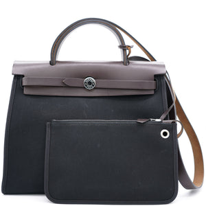 Black/Cacao Canvas and Leather Herbag Zip 31 Bag