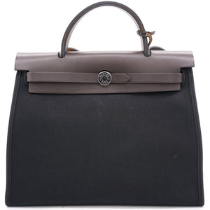 Black/Cacao Canvas and Leather Herbag Zip 31 Bag