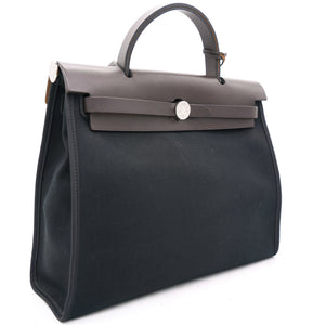 Black/Cacao Canvas and Leather Herbag Zip 31 Bag