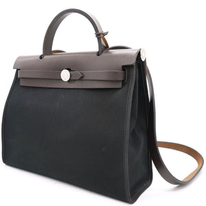 Black/Cacao Canvas and Leather Herbag Zip 31 Bag