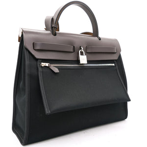 Black/Cacao Canvas and Leather Herbag Zip 31 Bag