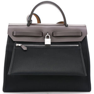 Black/Cacao Canvas and Leather Herbag Zip 31 Bag
