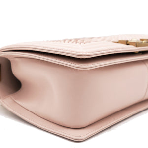 Pink Quilted Snakeskin Old Medium Boy Bag