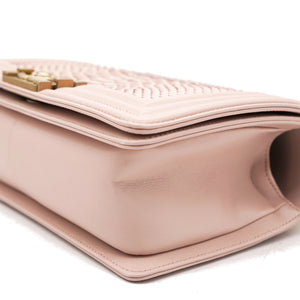 Pink Quilted Snakeskin Old Medium Boy Bag