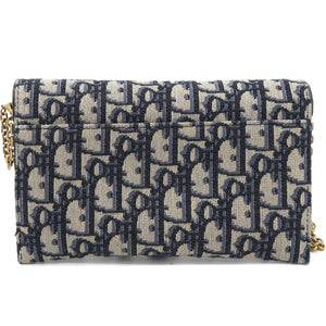 Oblique Saddle Chain Long Wallet Blue