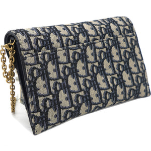 Oblique Saddle Chain Long Wallet Blue