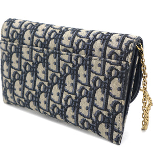 Oblique Saddle Chain Long Wallet Blue