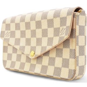 Damier Azur Pochette Felicie Chain Wallet Rose Ballerine