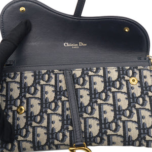 Oblique Saddle Chain Long Wallet Blue