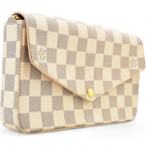 Damier Azur Pochette Felicie Chain Wallet Rose Ballerine