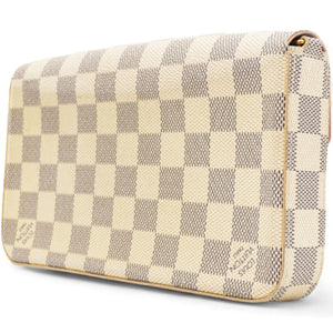 Damier Azur Pochette Felicie Chain Wallet Rose Ballerine