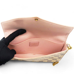 Damier Azur Pochette Felicie Chain Wallet Rose Ballerine