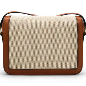 Textile Natural Calfskin Medium Triomphe Bag White Tan