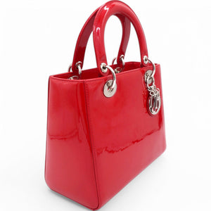 Glazed Medium Lady Dior Red