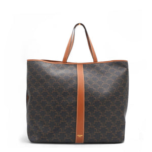 Triomphe Canvas Calfskin Medium Cabas Bag Tan