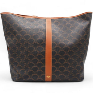 Triomphe Canvas Calfskin Medium Cabas Bag Tan