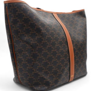 Triomphe Canvas Calfskin Medium Cabas Bag Tan