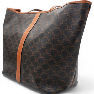 Triomphe Canvas Calfskin Medium Cabas Bag Tan
