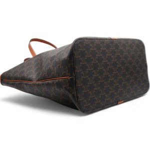 Triomphe Canvas Calfskin Medium Cabas Bag Tan