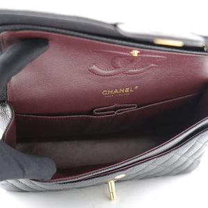 Black Quilted Caviar Leather Medium Classic Double Flap Bag