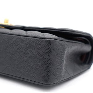 Black Quilted Caviar Leather Medium Classic Double Flap Bag