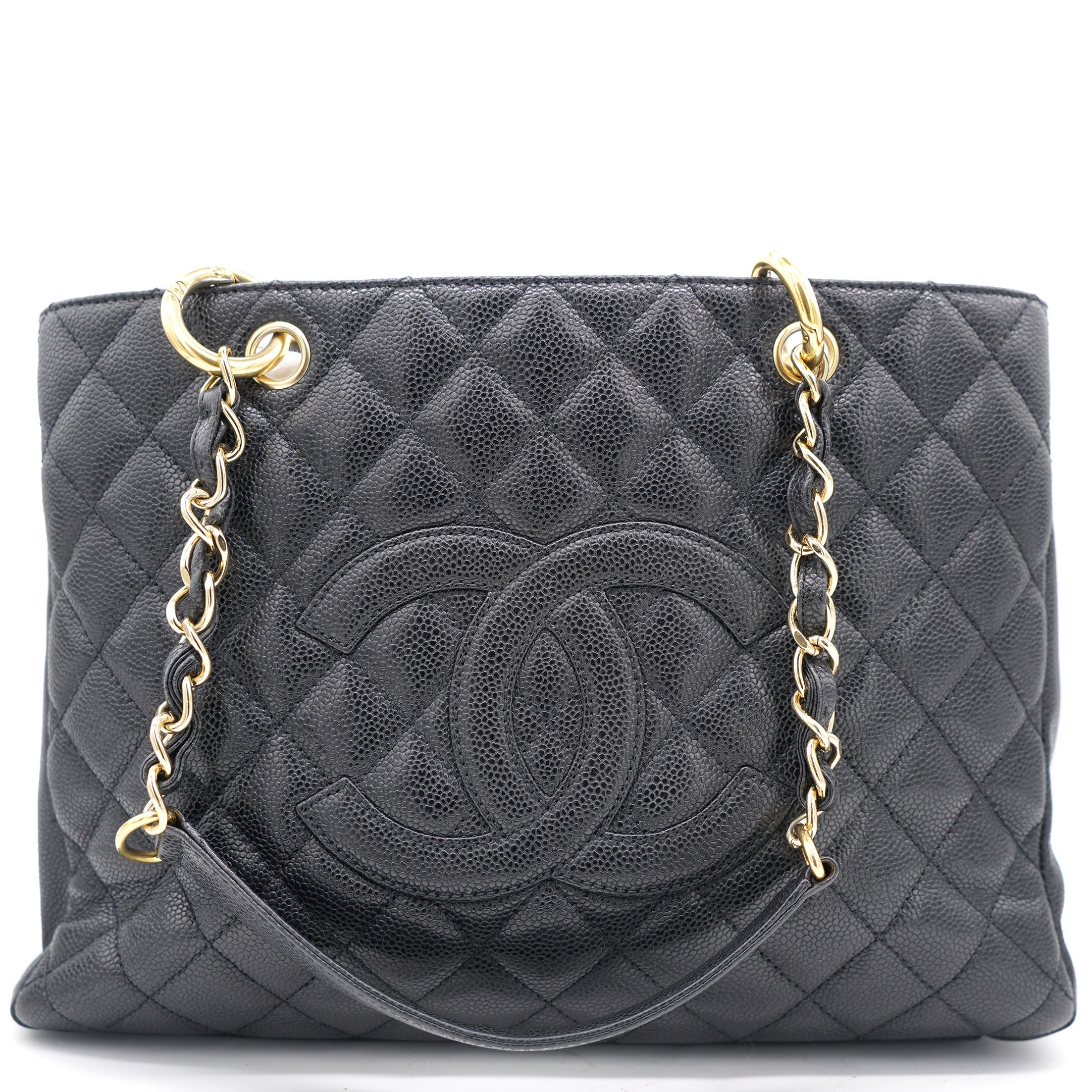 Beige Quilted Caviar Leather Grand Shopper GST Tote