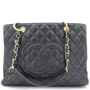 Beige Quilted Caviar Leather Grand Shopper GST Tote