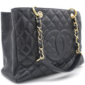 Beige Quilted Caviar Leather Grand Shopper GST Tote