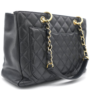 Beige Quilted Caviar Leather Grand Shopper GST Tote