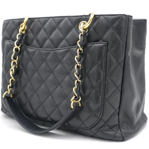 Beige Quilted Caviar Leather Grand Shopper GST Tote