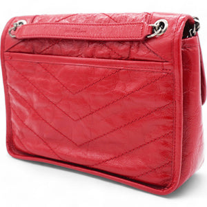 Crinkled Calfskin Matelasse Monogram Baby Niki Chain Satchel Rouge Eros
