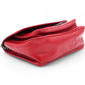 Crinkled Calfskin Matelasse Monogram Baby Niki Chain Satchel Rouge Eros