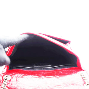 Crinkled Calfskin Matelasse Monogram Baby Niki Chain Satchel Rouge Eros