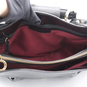 Patent Leather Black Double Ring Shoulder Bag
