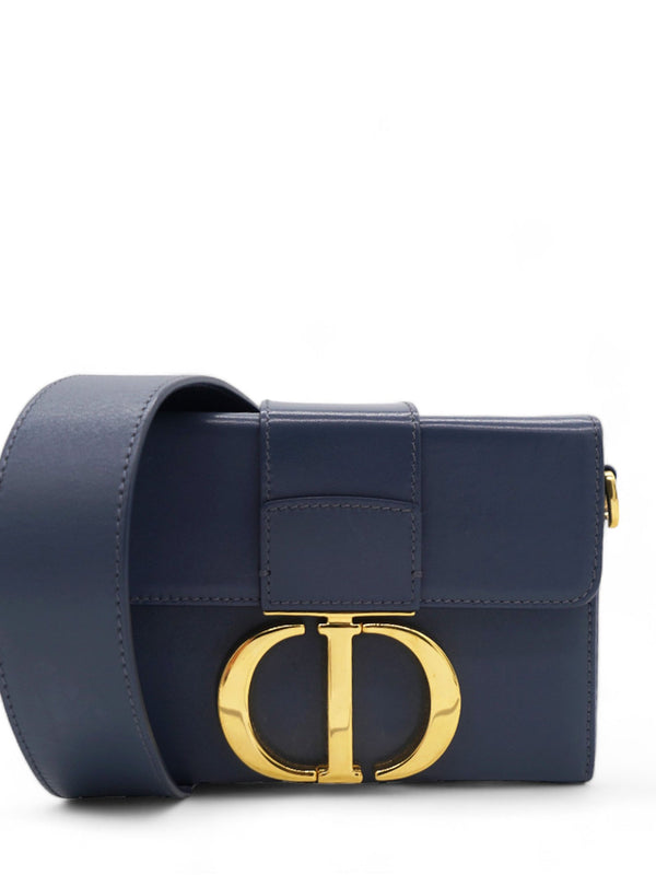 Smooth Calfskin Gradient 30 Montaigne Box Bag Indigo Blue