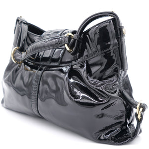 Patent Leather Black Double Ring Shoulder Bag
