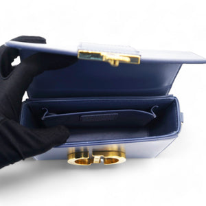 Smooth Calfskin Gradient 30 Montaigne Box Bag Indigo Blue