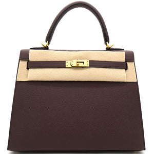 Chocolate Brown Epsom Leather Gold Hardware Kelly 25 Bag