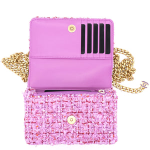 Pink Tweed Card on Chain