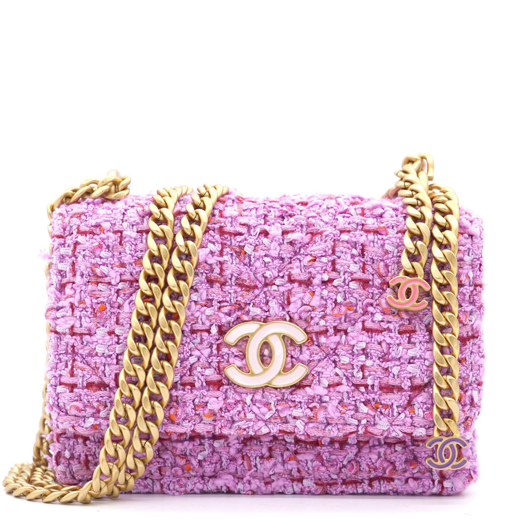Pink Tweed Card on Chain